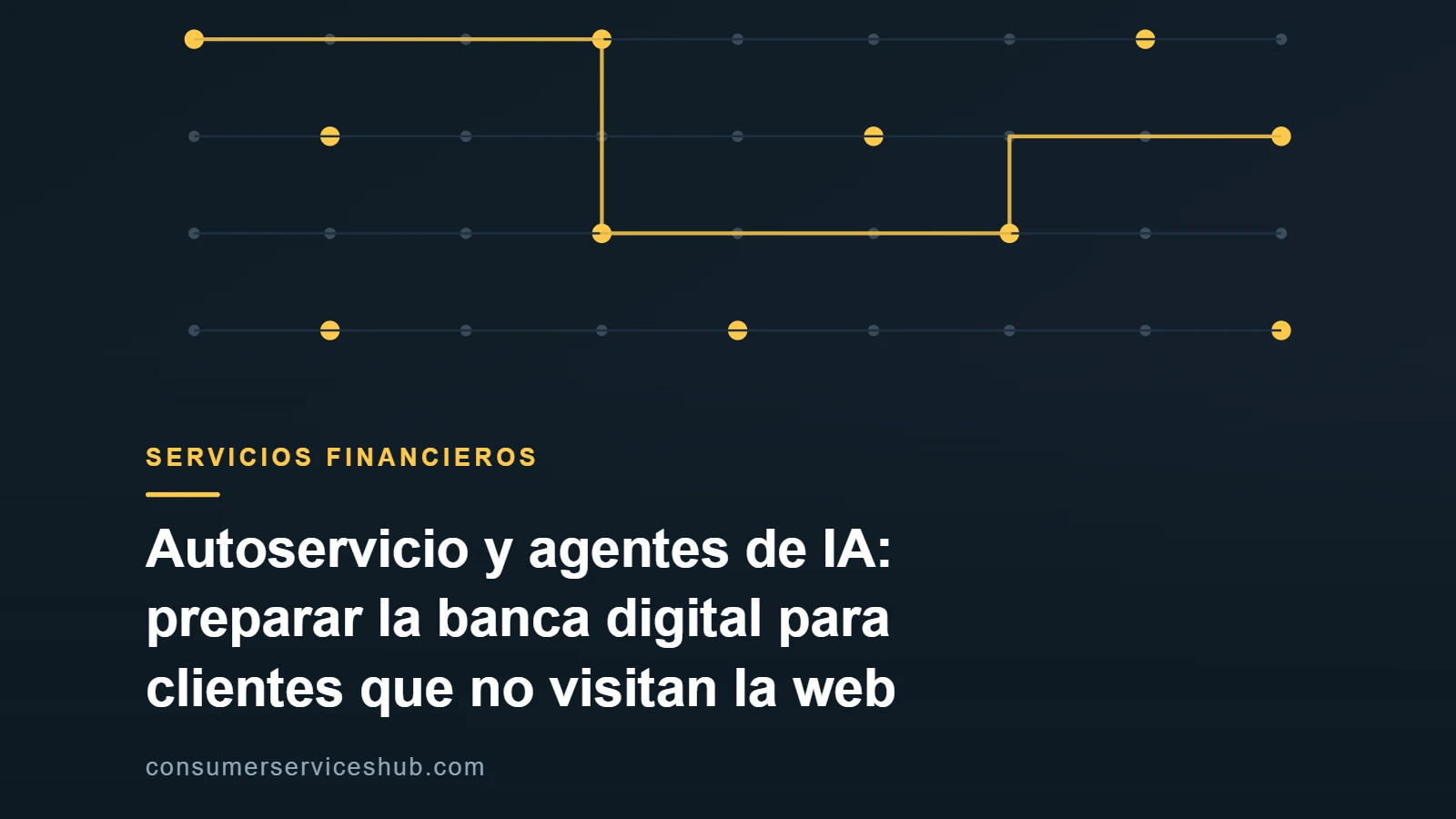Ilustración abstracta de una retícula de nodos con un recorrido destacado que representa operaciones ejecutadas por agentes automáticos.